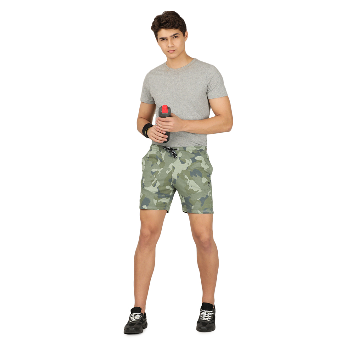 HEAD Men Green Camouflage Training Shorts